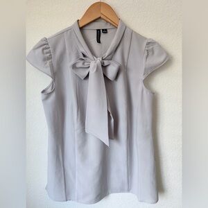Light Gray Blouse with Bow Detail